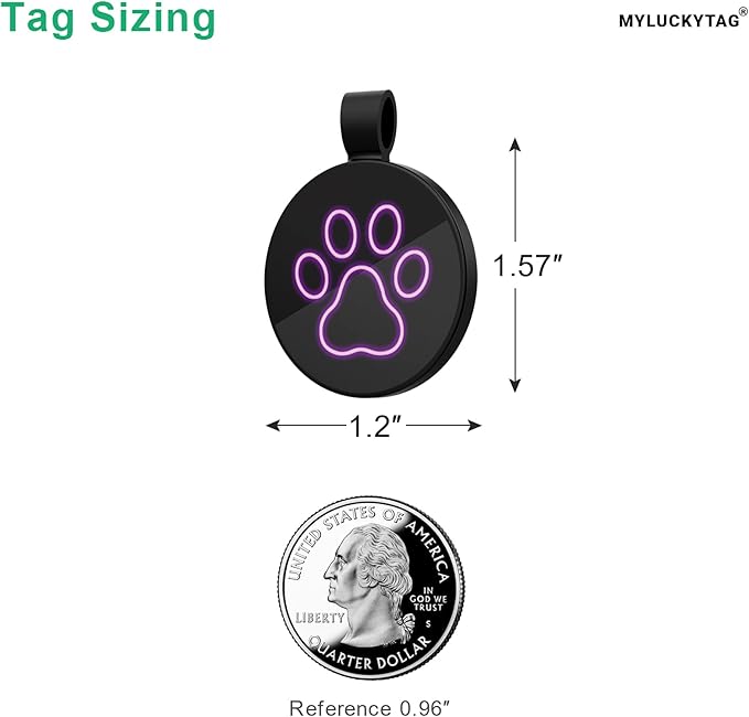 MYLUCKYTAG QR Code Pet ID | Personalized Dog & Cat Collar Tag | Online Profile with Instant Scanned Location Alert Email