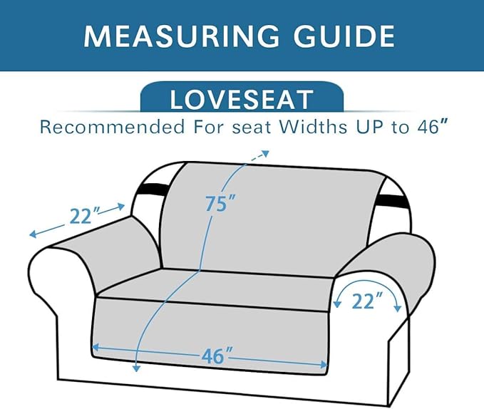 H.VERSAILTEX Reversible Loveseat Cover Furniture Protector Anti-Slip Water Resistant 2" Elastic Straps Couch Covers Pets Kids Fit Sitting Width Up to 46"(Love Seat: 75" x 90", Light Grey/Beige)