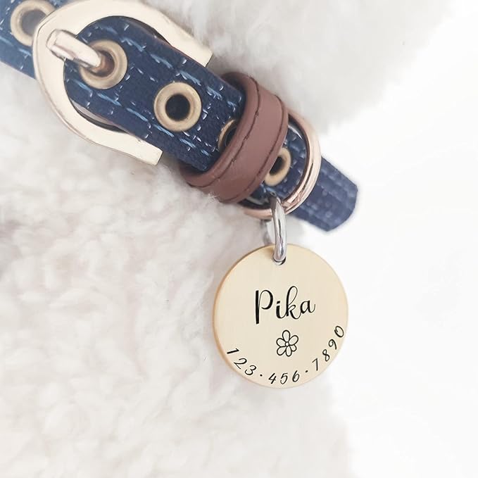Cats Dogs ID Tags Personalized Lovely Symbols Pets Collar Name Accessories Simple Custom Engraved Supplies for Large Four Legged Child Necklace Chain Anti-Lost Copper Shiny Brass Charm