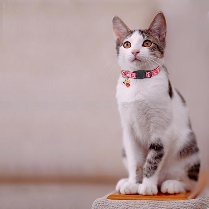 Christmas Cat Collar, Cotton 2 Pack Cat Collar with Bells, Breakaway Collars for Girl Boy Kittens, Reindeer