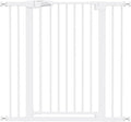 BABELIO 36" Tall Dog Gate PressGuard C5, 26-40" Wide Auto Close Baby Gate, Pressure Mounted Metal Pet Gate, Easy Install No Drilling, No Tools Needed, with Wall Protectors and Extension Kits, White