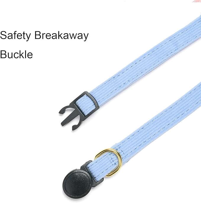 Cotton Breakaway Cat Collar with Bow Tie and Bell, Adjustable Cute Soft Corduroy Kitten Collars for Girl and Boy Cats
