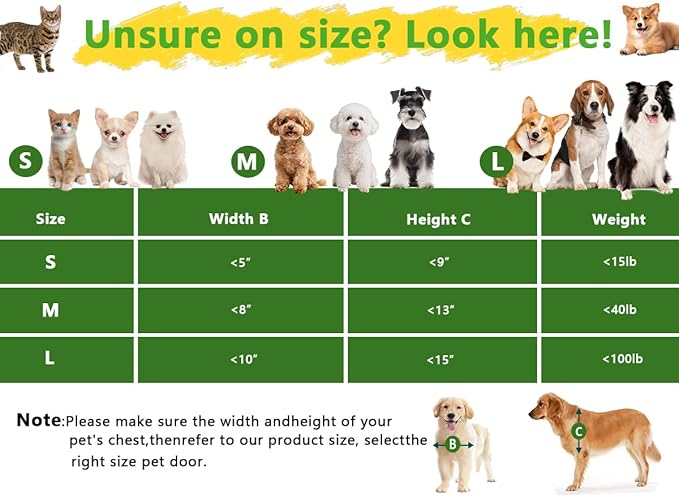 Dog Door Doggy Door Easy Install - Wood & PVC Doors & Walls，Dgooie Free Movement & Flexible Control - 2 Magnetic Flaps & Sliding Lock,Telescoping Frame,10 1/8" x 15 3/4" for Large Dogs Up to 100 lb