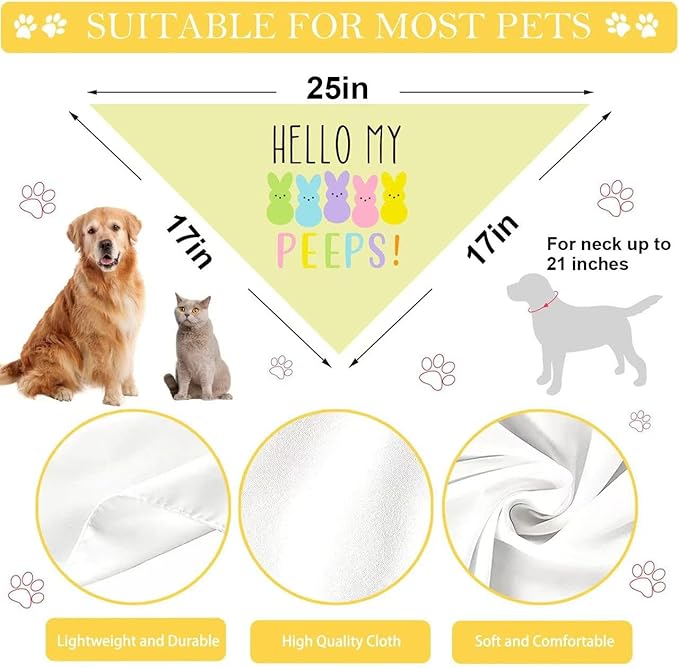 Easter Dog Bandana, 2 Pack Adjustable Holiday Party Pets Easter Egg Rabbit Bandana Triangle Bibs Cat Scarf Set