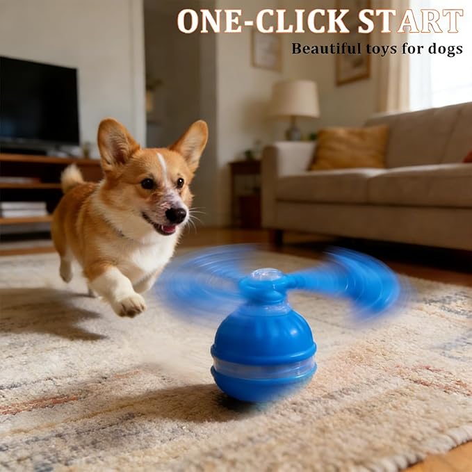 Interactive Dog Toys ，2026 upgraded motion-sensing pet toy ball, interactive dog toy ball with 360° intelligent automatic rolling. Built-in bird chirping attract dogs and keep them playing (blue)