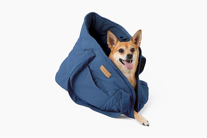 Plush Dog Purse Carrier for Small Dogs, Soft Dog Tote Bag with Safety Harness Clip, Cozy Pet Carrier for Dogs Under 15 lbs, Comfortable Dog Shoulder Carrier for Travel, Dark Blue