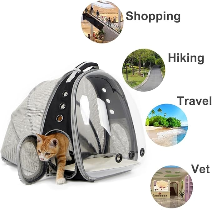 Cat Bubble Backpack with Fan, Fit up to 12 lbs, Space Capsule Astronaut Clear Window Pet Travel Carrier Backpack for Cat and Small Puppy