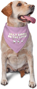 Silly Goose on The Loose Triangle Dog Bandana,Summer Bandana Funny Triangle Dogs Scarf Handkerchief Soft Adjustable Puppy Bandanas (Pink Purple)