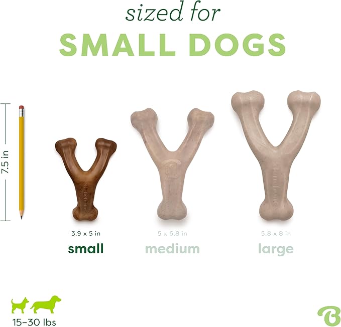 Small 3-Pack, Benebone Wishbone Durable Dog Chew Toy for Aggressive Chewers, Real Bacon, Chicken, Peanut Butter, Made in USA, Variety Pack