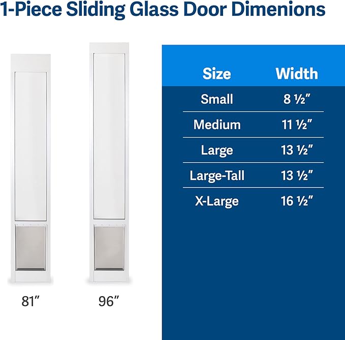 PetSafe Sliding Glass Pet Door - No-Cut DIY Install Doggy Door for Renters - Aluminum Frame - Adjustable Height 75 7/8" to 80 11/16" - Ideal for Medium Dogs Up to 40 lb - White