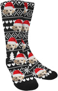 Custom Face Socks, Personalized Dog Lover Pet Photo Picture on Socks Unisex Athletic Crew Socks for Men Women