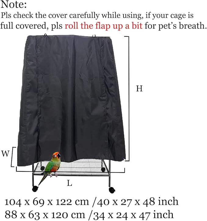 J&C Large Bird Cage Cover 420D Bird Cage Covers Heavy Duty Birdcage Cover Waterproof Bird Cage Covers for Night Blackout Sunlight Patio Birdcage Covers Birdcage Accessories