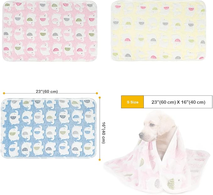 Dono 1 Pack 3 Dog Blankets, Soft Fluffy Fleece Pet Blanket Warm Sleep Mat Paw Print Design Puppy Kitten Throw Blankets Doggy Blanket for Dogs