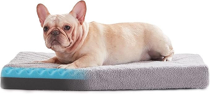 Memory Foam Large Dog Bed, Orthopedic Dog Beds for Large Dogs, Washable Cooling Pet Mat for Crate with Joint Relief Memory Foam (Light Grey)