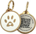 Pet Dwelling QR Pet Tag – Easy Scan Instant Location Alerts, Online Pet Profile with AI Feature for Dogs & Cats (Lux Gold White Paw)