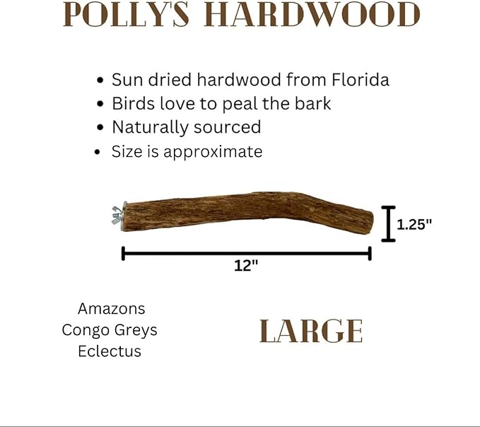 Polly's Hardwood Bird Perch, Large