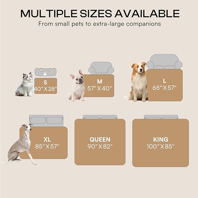 Luciphia Waterproof Pet Blanket, Liquid Pee Proof Dog Blankets for Sofa Bed Couch, Reversible Sherpa Fleece Furniture Protector Cover for Small Medium Large Dogs Cats,Beige-Thicken X-Large（85" x 57"）