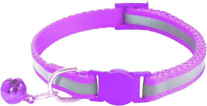 3 Pack Reflective and Breakaway Cat Collars with Bells，Adjustable Kitten Collars from 7.5 to 12.5 Inches, Ideal of Kitten Collar, Suitable for Girls and Boys (Purple)