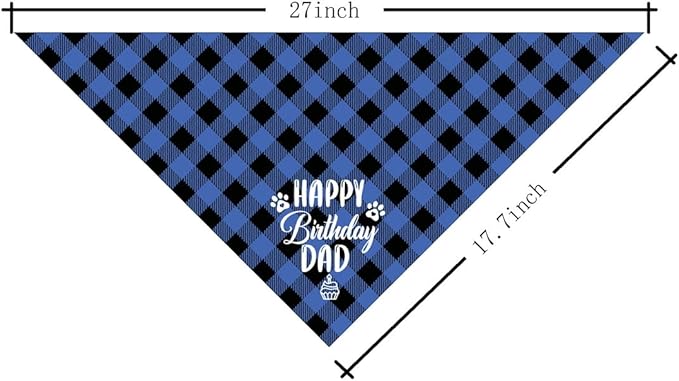 Dog Bandana, Happy Birthday Dad Dog Bandana, Dog Scarf Classical Plaid Printing, Dog Scarf Accessories, Dog Bandana Pet Scarf, Pet Scarf Accessories, Dog Bandana Gift for Dad Birthday Party (K26)