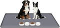 Lanstics Dog Food Mat, 51" x 26" Large Silicone Mat Dog Feeding Mat with Raised Edge Non-Slip Pet Feeding Mat for Food and Water Bowl, Easy to Clean, Floor Protection (Gray)