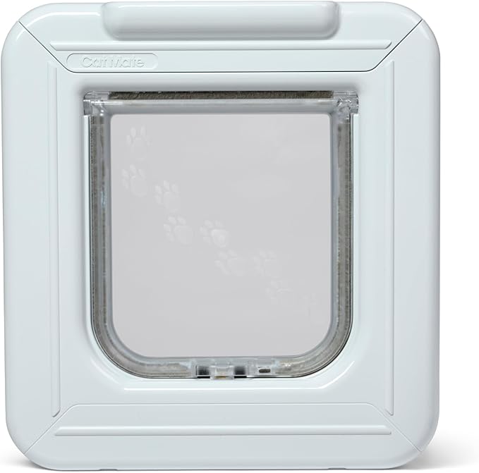 Cat Mate Elite I.D Disc Cat Flap with Timer Control (305) - Compatible with Pet Mate I.D Discs, for Small to Average Sized Cats, for Glass, UPVC, Walls and Wood, White