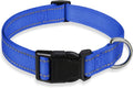 Reflective Dog Collar with Buckle Adjustable Safety Nylon Collars for Small Medium Large Dogs, Navy Blue XL