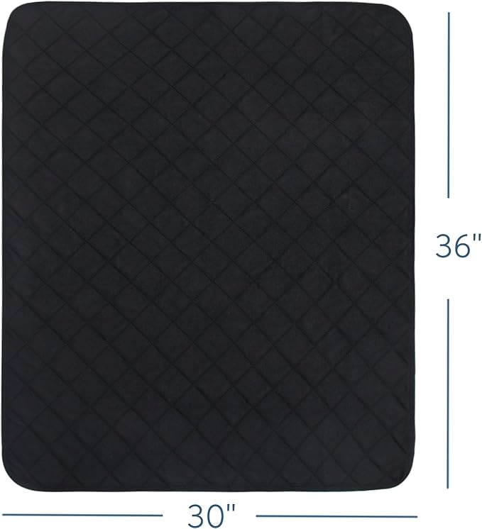 Washable Incontinence Bed Pads, Reusable Underpads for Kids, Adults, Elderly, Hospitals & Pets, Waterproof Bed Protector Pad for Bed, Sofa, Floor, Super Absorbent Bed Pad 30" x 36"- Black