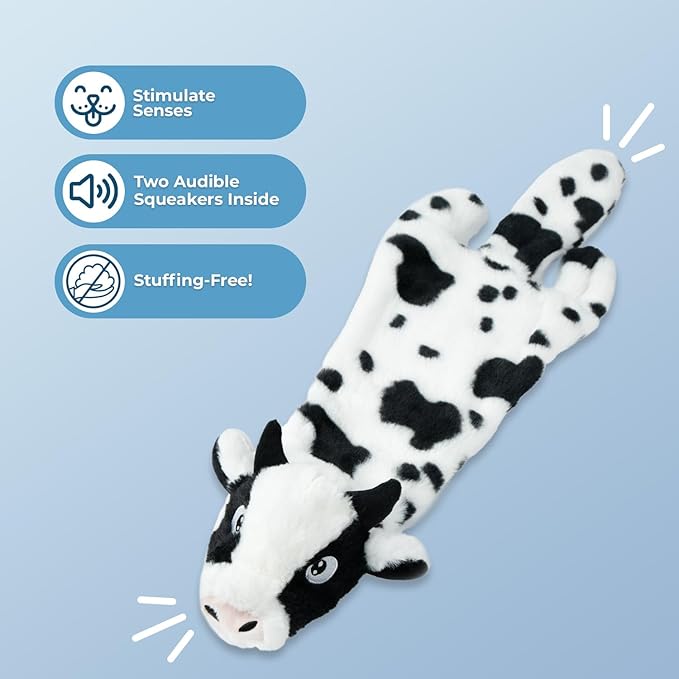 Best Pet Supplies Squeaky Dog Toys with Soft Durable Fabric for Small, Medium and Large Pets Interactive Toy for Indoor Play, Supports Active Biting and Play - Sheep, Cow, Small