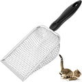 Metal Cat Litter Scoop,Sturdy Litter Cleaner Corner Shovel,Stainless Steel Mesh Litter Shovel,Easy to Clean Reptile Terrarium Sand Waste(Black)-Christmas
