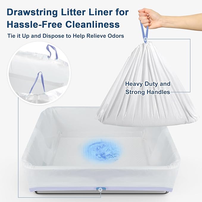 23.6”x15.7”x6” SuzziPaws Stainless Steel Cat Litter Box with Odor Control System, XL Open Top Sifting Litter Box for Big Cats, Includes Pee Pads & Liners, Easy-Clean Metal Litter pan for Pine Pellets