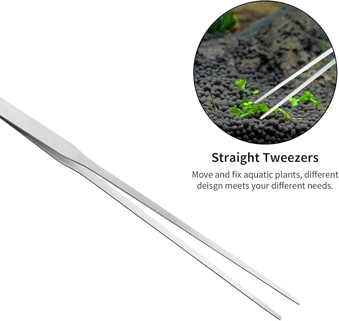 Ohtomber Aquascape Tools Aquarium Kit - 4PCS Terrarium Supplies Include Long Tweezers for Terrarium, Feeding Tongs, Aquarium Scissors, Algae Scraper for Fish Tank Cleaning Plant Trimming