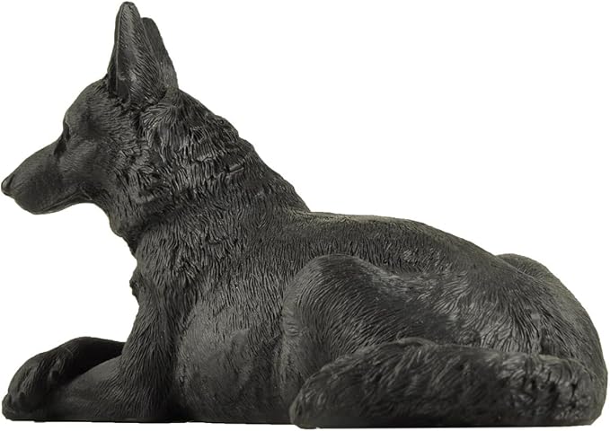 JFSM INC. 6" Black German Shepherd Dog Figurine – Hand-Painted Gift for Dog Lovers, Home Office Decor & Pet Bereavement Gift