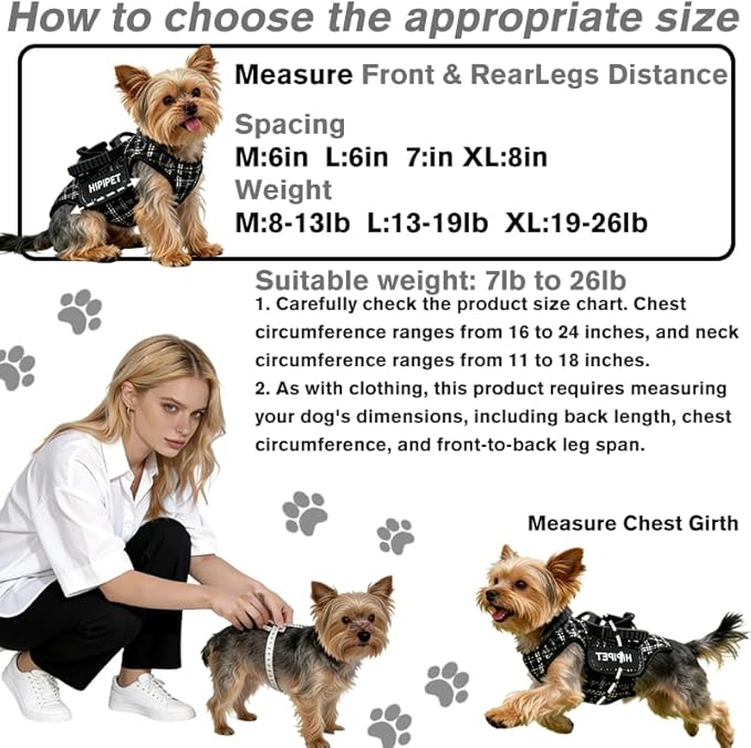 Dog Lift Harness Dog Carrier Adjustable Carrier Sling for Small and Medium Cats with Small Pet Treat Bag Outdoor Hiking (Black L 8-14lb)
