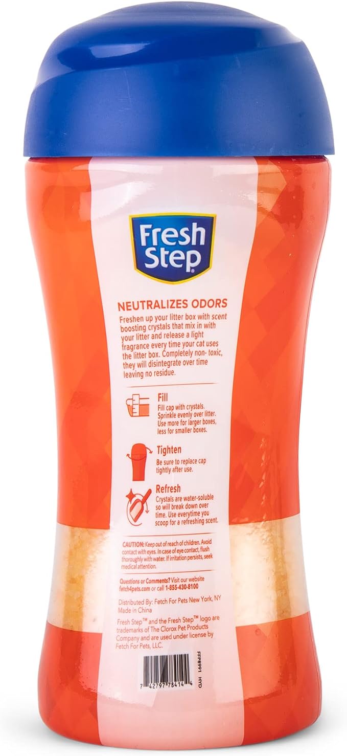 Fresh Step Cat Litter Crystals Deodorizer, Non Toxic Odor Neutralizing Crystals for Litter Boxes That Help Control Smells and Keep Home Areas Fresh, Summer Breeze Scent, 15 Ounce - 3 Pack