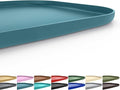 Silicone Pet Feeding Mat with Raised Edge for Food and Water, Dog Bowl Mats, Cat Bowls Placemat with High Lip for Floor Waterproof, Rubber Tray for Cats and Dogs 19 x 12 x0.7 Slate Blue
