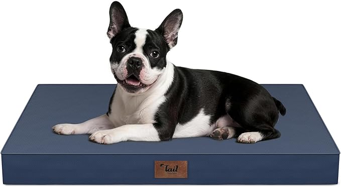 Outdoor Waterproof Dog Bed, Orthopedic Dog Bed for Medium Dogs 30x20 Inch, Egg Crate Foam Pet Bed with Washable Removable Oxford Cooling Cover, Navy
