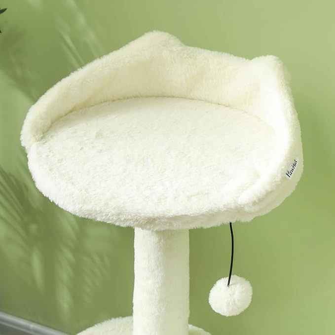 PawHut 31" Cat Tree, Cat Tower for Indoor Cats with Sisal Scratching Posts, Cat Condo, Cat Beds, Platform and Toy Ball, Cat Activity Center, Cream White