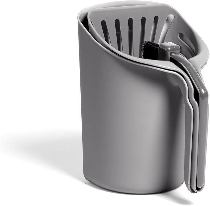 Kitty City Infinity Cat Litter Scoop with Holder – Non-Stick Aluminum Litter Sifter & Deep Shovel, Ergonomic Handle, Easy Clean Poop Scooper for Cats