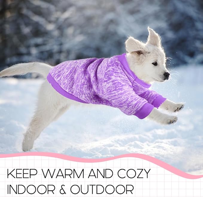 2 Pcs Dog Sweaters for Small Dogs Girl Boy Winter Fleece Clothes Warm Soft Dog Sweatshirt Outfit for Dogs Cats Pet Apparel