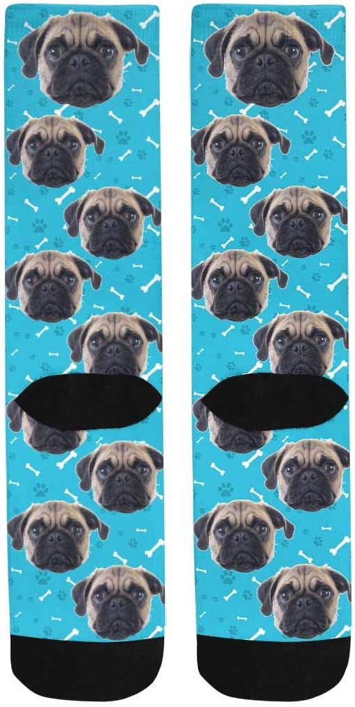 Custom Face Socks, Personalized Dog Lover Pet Photo Picture on Socks Unisex Athletic Crew Socks for Men Women