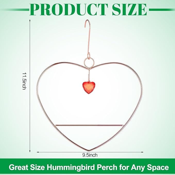 LemonRoad Hummingbird Swing, Tweet Heart Birdie Swing, Copper Hummingbird Perch Metal Frame for Wild Finches & Orioles Bird Outdoors Indoor Trunk Lawn Patio Garden (Copper)