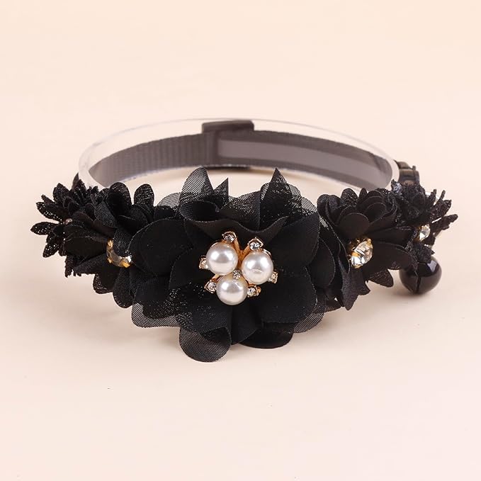 2 Pack Cat Collar Pink Floral with Bell and Removable Flower Bowtie Breakaway Adjustable Cat Collar for Girl Kitten Puppy Small Cats Dogs Daily Decoration (XQ102-6)