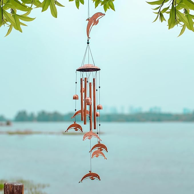 Dolphin Wind Chimes for Outside,Dolphin Gifts for Women/Men/Sympathy Gift/Memorial Gifts/Birthday Festival Metal windchimes Outdoors/Indoors,Patio,Garden Decor,Home,Porch,Yard