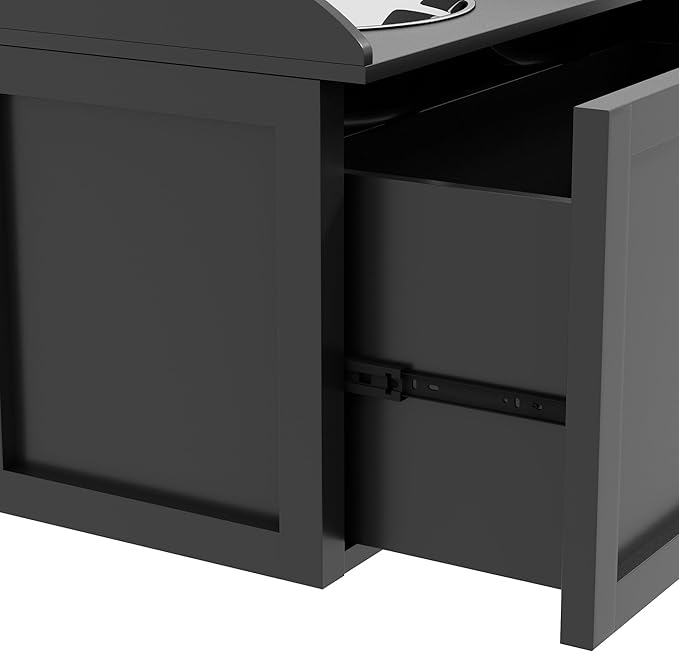 PawHut Dog Feeding Station with Storage Drawer - Removable Elevated Dog Bowls for Large Dogs, Black