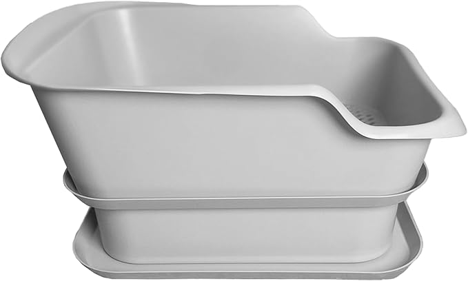 Mr Catman Wood & Pine Pellet Cat Sifting Litter Box Kitty Litter System, Sifter Pan & Extra-Large 7-Day Waste Storage Tray - Less Tracking, Easy Clean, Non-Stick, Odor Control, Anti-Leakage