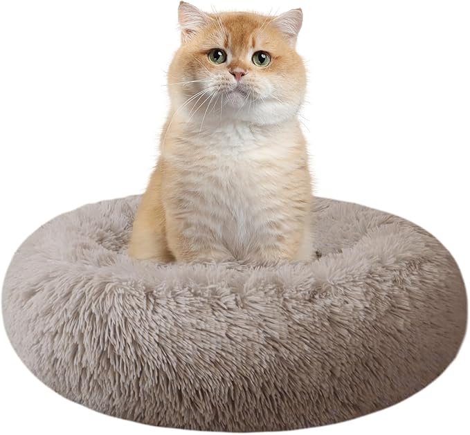 Cat Beds for Indoor Cats,15.7 Inch Small Cats Beds, Washable-Round Pet Bed for Puppy and Kitten with Slip-Resistant Bottom