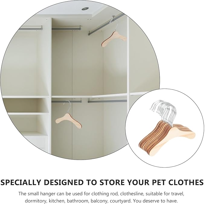 Wooden Dog Hangers 8.66 Inch Small Pet Hangers Wear-Resistant Solid Wood for Dogs and Cats Household Pet Accessory
