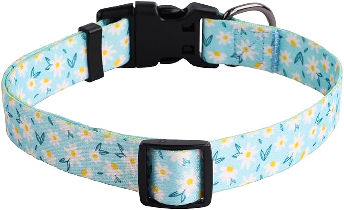 QQPETS Adjustable Soft Dog Collar: Print Flower Pink Multicolor Cute Patterns for XS Small Medium Large Pet Girl Boy Puppy Walking Running Training