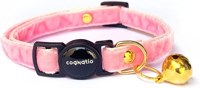 Safety Quick Release Cat Collars,Double Velvet with Bell Available in a Range Colors,Perfect for Your Kitty, Adjustable 20-30 cm (20-30cm, Baby Pink)