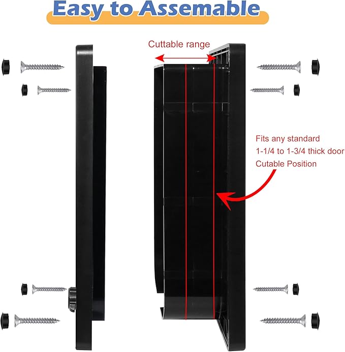 Wordcam X-Large Cat Door, Strong Cat Door for Interior Exterior Doors, 4 Way Locking Pet Door for Cats Up to 25lbs, Cat Flap for Kitten Doggies, Easy Installation, Weatherproof (Black,XL)
